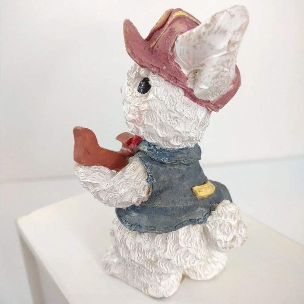 Bunny Figurine Playing Guitar Resin Rabbit